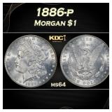 1886-p Morgan Dollar $1 Grades ms64