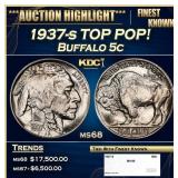 1937-s Buffalo Nickel TOP POP! 5c ms68 SEGS