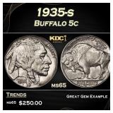 1935-s Buffalo Nickel 5c Grades ms65