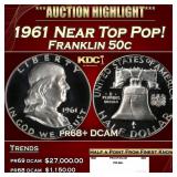 1961 Proof Franklin Half Dollar Near Top Pop! 50c