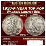 1937-p Walking Liberty Half Dollar Near Top Pop 50