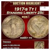 1917-s Ty I Standing Liberty Quarter 25c ms65+ fh