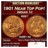1901 Indian Cent Near Top Pop! 1c ms66+ rd SEGS
