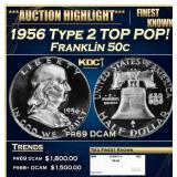 1956 Type 2 Proof Franklin Half Dollar TOP POP! 50