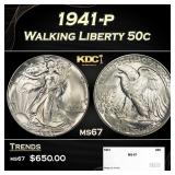 1941-p Walking Liberty Half Dollar 50c ms67 SEGS