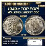 1940-p Walking Liberty Half Dollar TOP POP! 50c ms