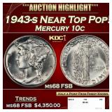 1943-s Mercury Dime Near Top Pop! 10c ms68 FSB SEG
