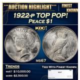 1922-p Peace Dollar TOP POP! $1 ms67 SEGS