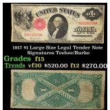 1917 $1 Large Size Legal Tender Note Grades f+ Sig