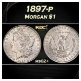 1897-p Morgan Dollar $1 Grades ms62+