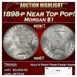 1898-p Morgan Dollar Near Top Pop! $1 ms67 SEGS