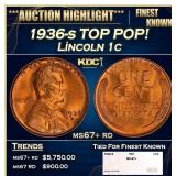 1936-s Lincoln Cent TOP POP! 1c ms67+ rd SEGS