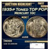 1935-p Mercury Dime Toned TOP POP! 10c ms68 SEGS