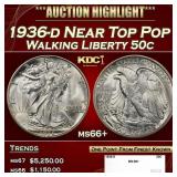 1936-d Walking Liberty Half Dollar Near Top Pop 50