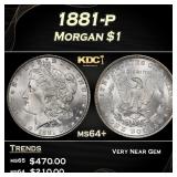 1881-p Morgan Dollar $1 Grades ms64+