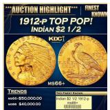 1912-p Gold Indian Quarter Eagle TOP POP! $2 1/2 m