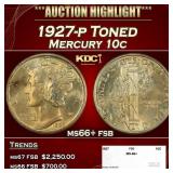1927-p Mercury Dime Toned 10c ms66+ fsb SEGS
