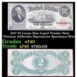 1917 $2 Large Size Legal Tender Note Thomas Jeffer