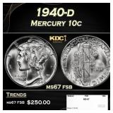 1940-d Mercury Dime 10c ms67 fsb SEGS