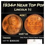 1934-p Lincoln Cent Near Top Pop 1c ms67 rd SEGS