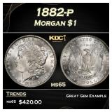 1882-p Morgan Dollar $1 Grades ms65
