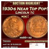 1930-s Lincoln Cent Near Top Pop! 1c ms66+ rd SEGS
