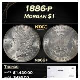 1886-p Morgan Dollar $1 ms66+ SEGS