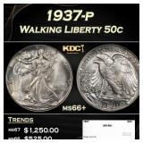 1937-p Walking Liberty Half Dollar 50c ms66+ SEGS
