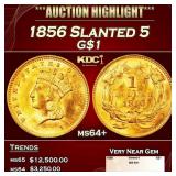 1856 Slanted 5 Gold Dollar $1 ms64+ SEGS
