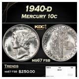 1940-d Mercury Dime 10c ms67 fsb SEGS
