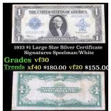 1923 $1 large size Silver Certificate Grades vf++