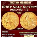 1915-p Gold Indian Quarter Eagle Near Top Pop! $2