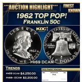 1962 Proof Franklin Half Dollar TOP POP! 50c pr69