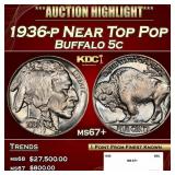 1936-p Buffalo Nickel Near Top Pop 5c ms67+ SEGS