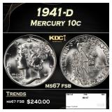 1941-d Mercury Dime 10c ms67 fsb SEGS