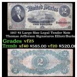 1917 $2 Large Size Legal Tender Note Thomas Jeffer
