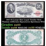 1917 $2 Large Size Legal Tender Note Thomas Jeffer