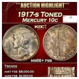 1917-s Mercury Dime Toned 10c ms66+ fsb SEGS