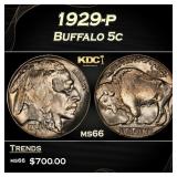 1929-p Buffalo Nickel 5c Grades ms66