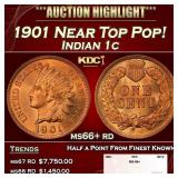 1901 Indian Cent Near Top Pop! 1c ms66+ rd SEGS