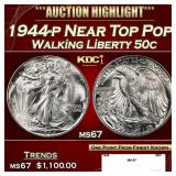 1944-p Walking Liberty Half Dollar Near Top Pop 50
