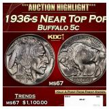 1936-s Buffalo Nickel Near Top Pop 5c ms67 SEGS
