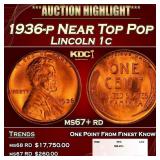 1936-p Lincoln Cent Near Top Pop 1c ms67+ rd SEGS