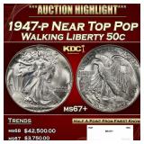 1947-p Walking Liberty Half Dollar Near Top Pop 50