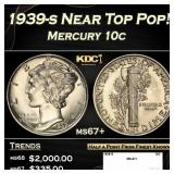 1939-s Mercury Dime Near Top Pop! 10c ms67+ SEGS