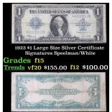 1923 $1 large size Silver Certificate Grades f+ Si