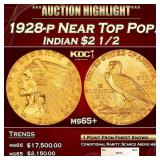 1928-p Gold Indian Quarter Eagle Near Top Pop! $2