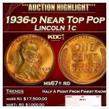 1936-d Lincoln Cent Near Top Pop 1c ms67+ rd SEGS