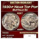 1930-p Buffalo Nickel Near Top Pop 5c ms66+ SEGS