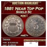 1881 Proof Shield Nickel Near Top Pop 5c pr67+ SEG